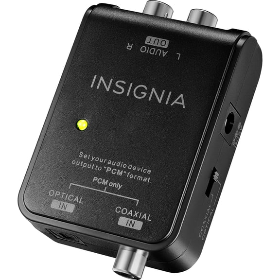 Insignia Optical/Coaxial Digital-to-Analog Audio Converter, DAC Digital SPDIF Optical to Analog L/R RCA Converter Toslink Optical to 3.5mm Jack Adapter for PS3 HD DVD PS4 Amp Apple TV Home Cinema
