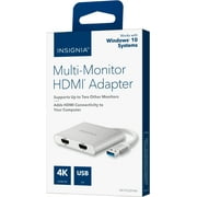Insignia USB 3.0 to Dual 4K HDMI 1080p Adapter, Multi-Monitor Display Ultra HD, for Projector, TV Television, Computer Monitor - White Color