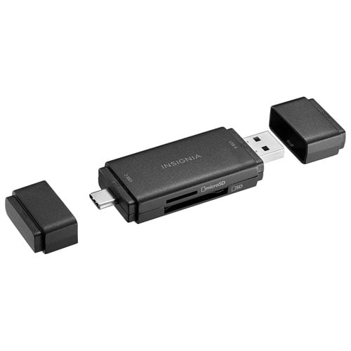 Insignia USB-C / USB 3.0 to SD / MicroSD Memory Card Reader Black