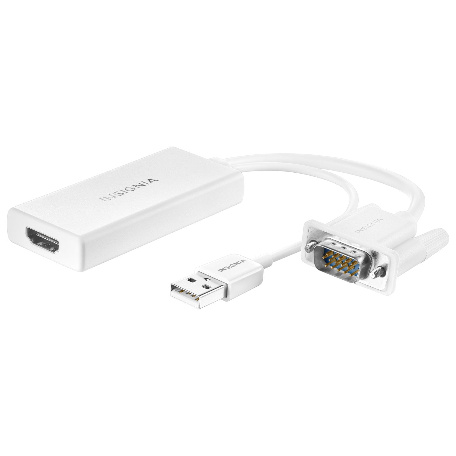 Insignia VGA to HDMI Adapter, 1080p Full HD Output to TV Monitor, Active Male VGA in Female HDMI 1080p Video Adaptador for Computer, Laptop, Projector