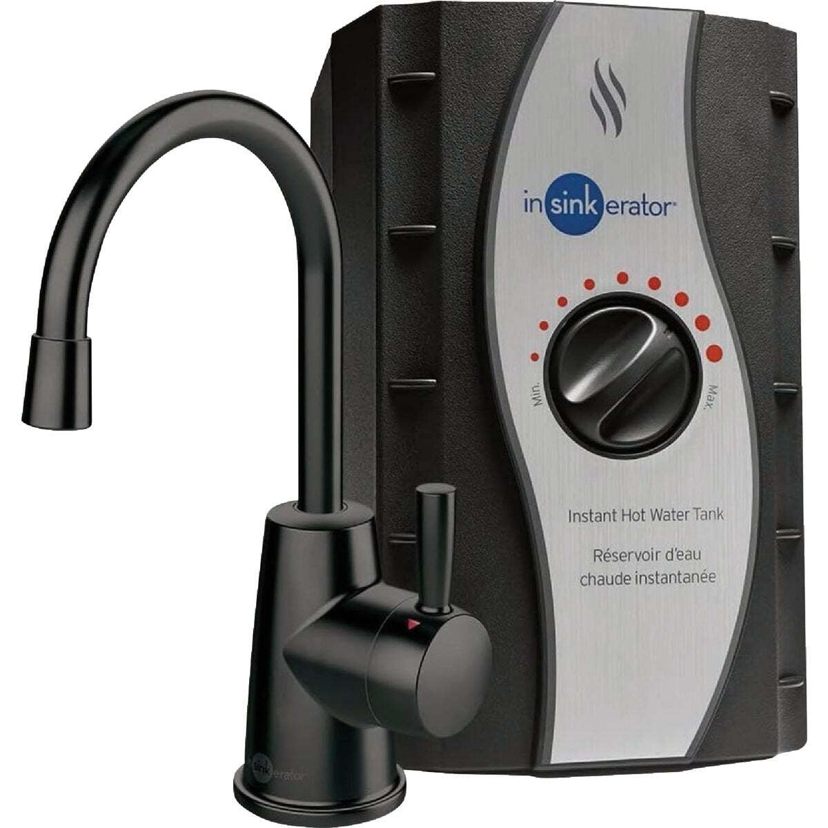InSinkErator Stainless Steel Tank, H250MBLK-SS HOT250 System, Single-Handle Matte Black Faucet with 2/3-Gallon Instant Hot Water Dispenser
