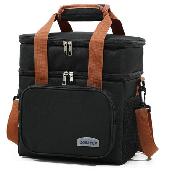 Inslulated Lunch Bag Box for Adults Men Women Resuable Large for Working Camping Travel Picnic Black