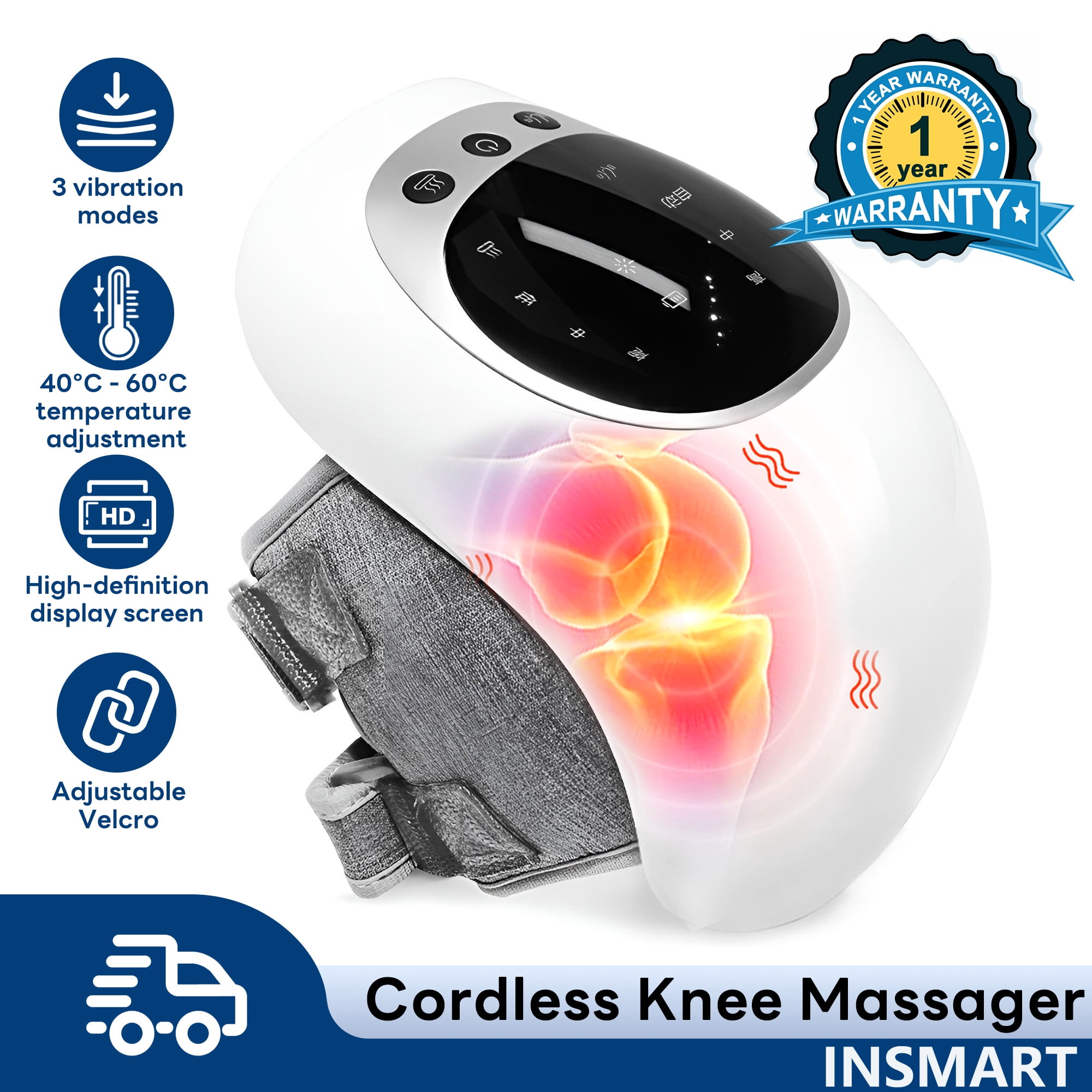 INSMART Cordless Knee Massager, Knee Massager with 3 Heat & Air  Compression, Wearable Knee Wrap with 3 Vibration Modes, LED Display,  Cordless Ideal Gift for Gifts for Mom Dad Men Women - Walmart.com