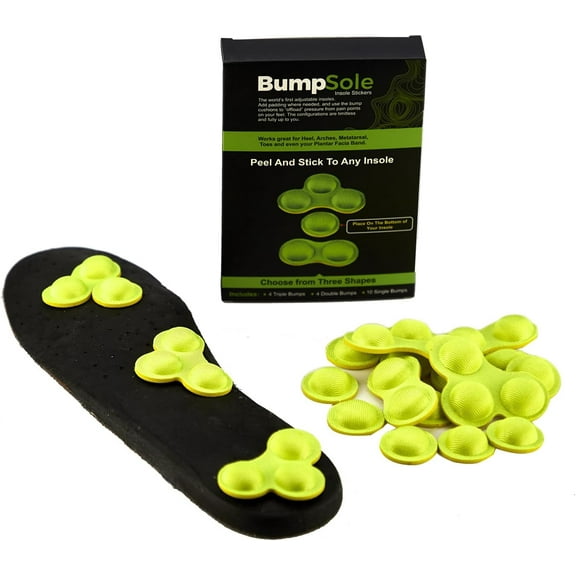 Insole Stickers by Bump Sole - Anti Fatigue Shoe Inserts for Shock Absorption and Off-Loading Foot Pain; Running Shoe, or Work Boot Insoles, for Heel Pain, Arch Support and Metatarsalgia.