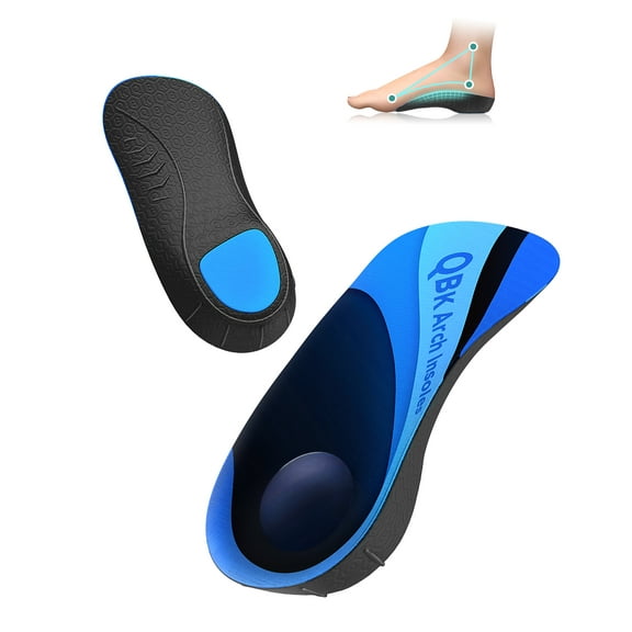 Insoles for Plantar Fasciitis, QBK Foot Pain Relief, Correction of Flat Feet, Achilles Tendonitis, O-legs, X-legs, Heel Spurs 3/4 Orthopedic Insoles S
