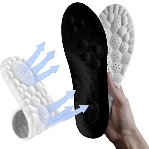 Insoles for Men Women, 2 Pairs Original Comfort Boosting Massage Insoles, 4D Memory Foam Thermal Insoles with Arch Support