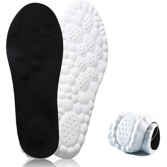 Insoles for Men & Women, Breathable 4D Memory Foam Cloud Insole, Massage Insoles with Arch Surpport & Cushioned Comfort Fits All Shoe Types