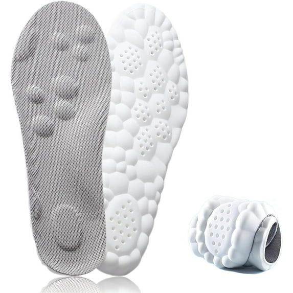 Insoles for Men & Women, Breathable 4D Memory Foam Cloud Insole, Massage Insoles with Arch Surpport & Cushioned Comfort Fits All Shoe Types