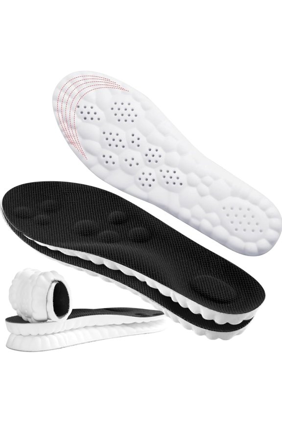 Insoles for Women Man,Cloud Soles for Unisex, 4D Cloud Soles for Men,Anti Fatigue, Shock Absorption, Foot Pain Relief Black