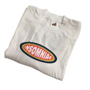 Insomniac White Oval Colorful Logo T-Shirt Mens Size Large Graphic Tee