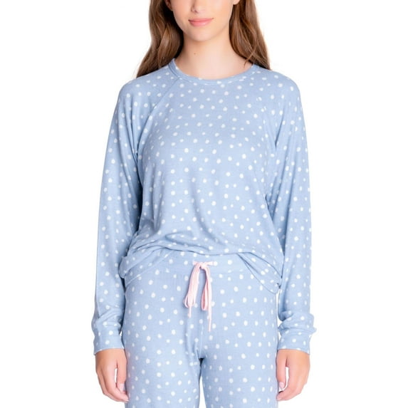 Insomniax Womens Butter Jersey Long Sleeve Crewneck Pajama Top Only,1-Piece, XL, Blue