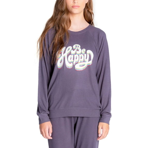 Insomniax Womens Butter Jersey Printed Long Sleeve Pajama Top Only,1-Piece, L, Charcoal