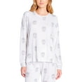 thumbnail image 1 of Insomniax Womens Butter Jersey Printed Long Sleeve Pajama Top, 1 of 1