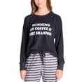 thumbnail image 1 of Insomniax Womens Printed Long Sleeve Pajama Top Only,1-Piece, Small, Black, 1 of 4