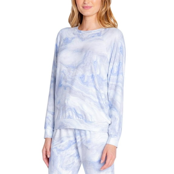 Insomniax Womens Printed Long Sleeve Pajama Top Only,1-Piece, Small, Blue