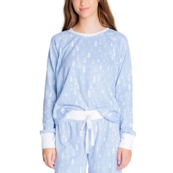 Insomniax Womens Printed Long Sleeve Pajama Top Only,1-Piece, Small, Sky Blue