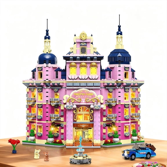 Insoon Pink Castle Building Sets for Kids and Adults Aged 10+