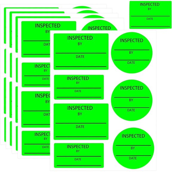 Inspected by Stickers Labels 600Pcs Quality Control Inventory Labels Green Inspection Stickers 1x 22 x3 and 2inch Fluorescent Green Adhesive Stickers