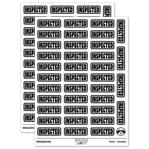 Inspected with Border Sticker Set - White - Matte Finish - 1.5" Small