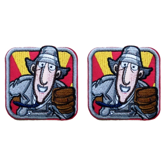Inspector Gadget Cartoon Character 3 Inches Tall Embroidered Iron on Set of 2 Patches