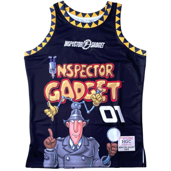 Inspector Gadget Men's Headgear Classics Embroidered Basketball Jersey (X-Large, Black)
