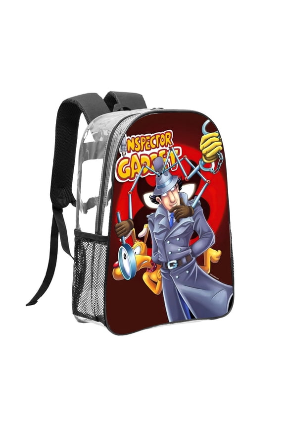 Inspector Gadget Pattern Transparent Backpack Lightweight And fashionable Showcasing Personality And Leading The Trend