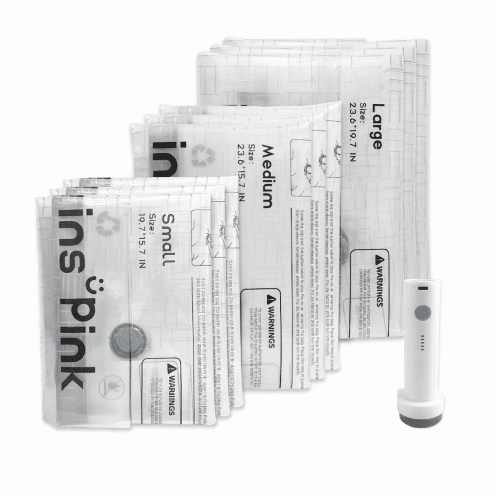 Inspink 9-Pack Cordless Vacuum Compression Bags Set with 25W USB Rechargeable Handheld Pump for Clothes Storage Space Saver Bags Ideal for Carry-On Suitcases Organiser, travel Essential