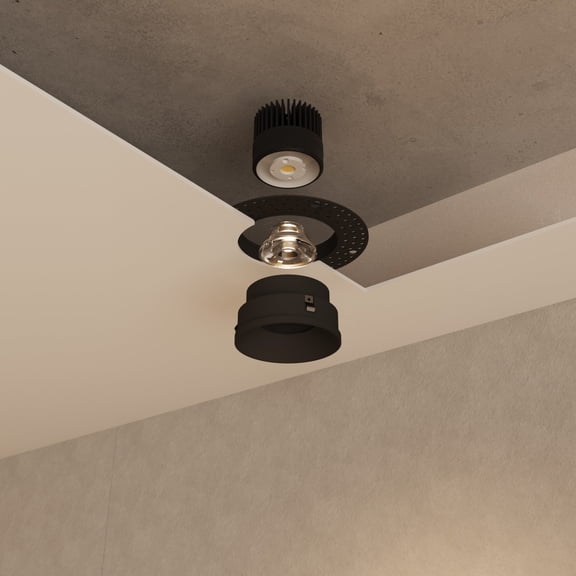 Libra 2in Black Round Trimless Integrated LED Canless Recessed Lighting Kit, 5CCT, 9W