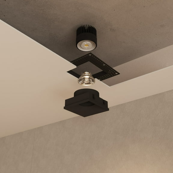 Libra 2in Black Square Trimless Integrated LED Canless Recessed Lighting Kit, 5CCT, 14W