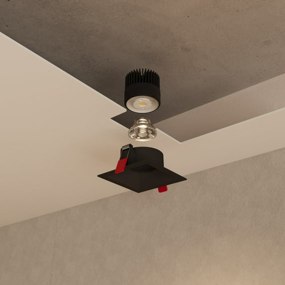 Libra 3in Black Square Integrated LED Canless Recessed Lighting Kit, 5CCT, 12W, 1000L