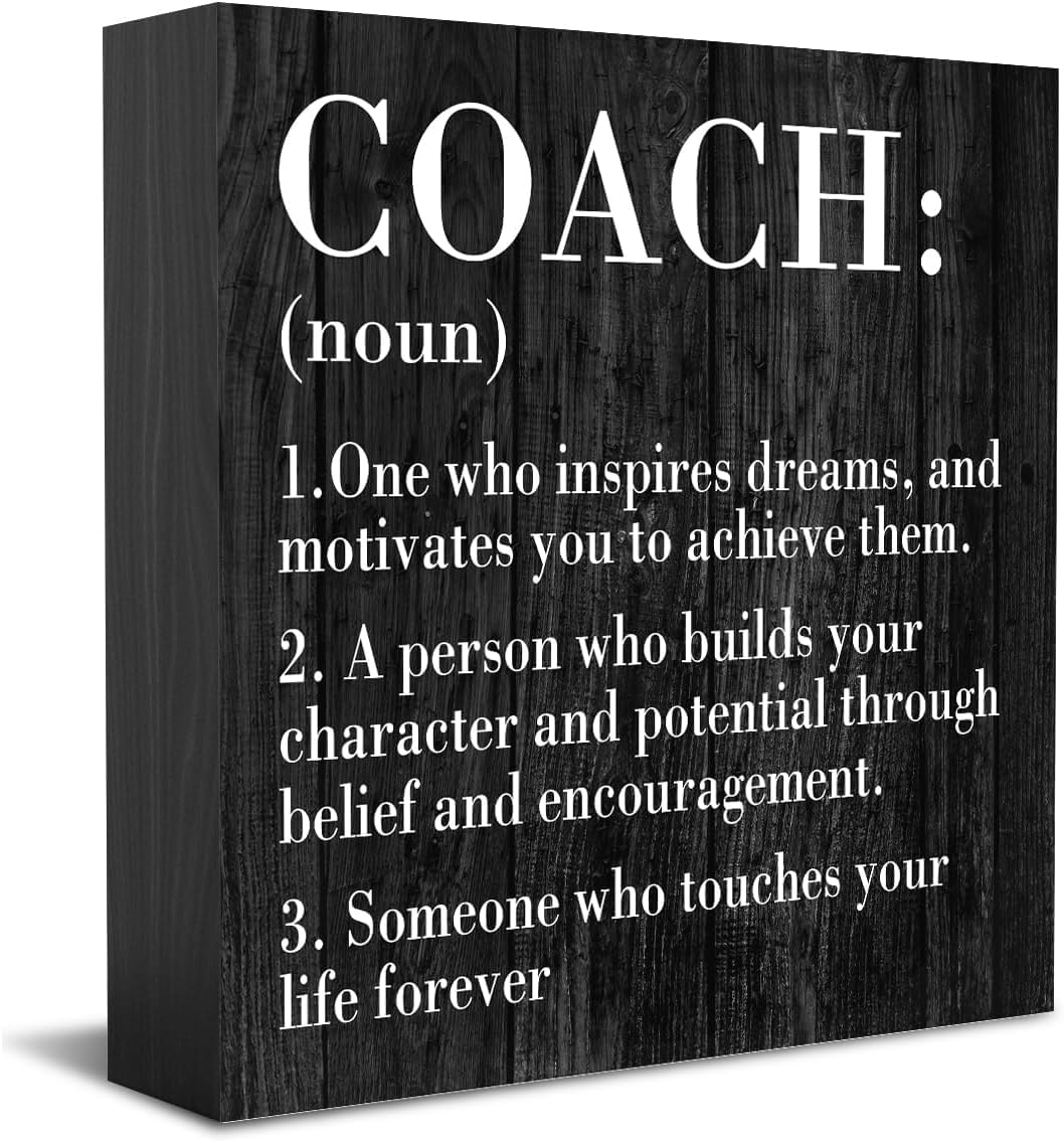 Inspiral Coach Noun Coach Gifts Desk Decor Wooden Box Sign Rustic Black