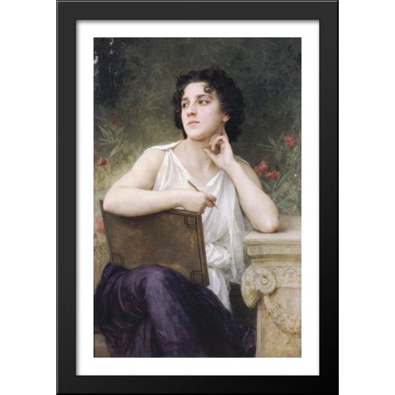 Inspiration 28x40 Large Black Wood Framed Print Art by William Adolphe Bouguereau