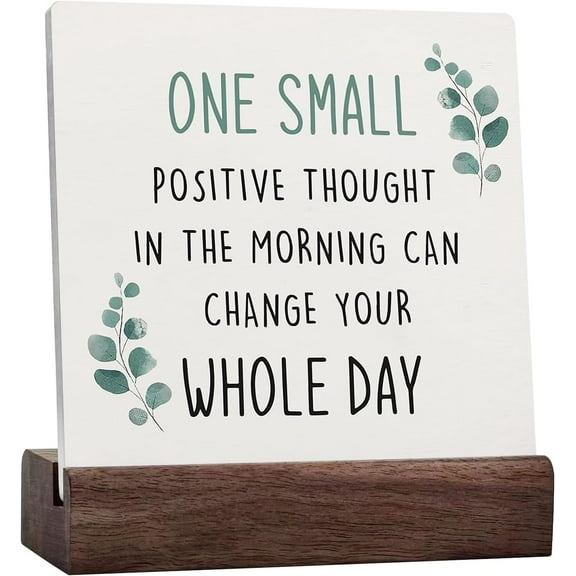 Inspiration Ceramic Table Signs For Home Decor,One Small Positive Thought Sign,Inspiration Quote Desk Decor Sign For Office School Bedroom Home Decoration