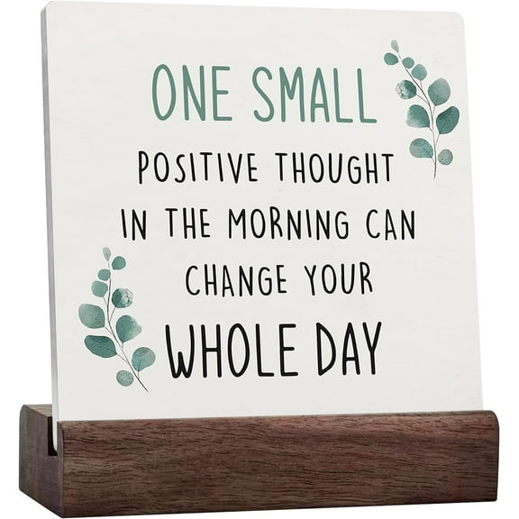 Inspiration Ceramic Table Signs For Home Decor,One Small Positive Thought Sign,Inspiration Quote Desk Decor Sign For Office School Bedroom Home Decoration