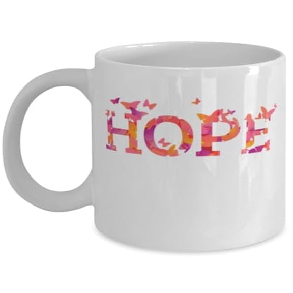 Inspiration 11 oz Coffee Mug - Hope Butterflies White Ceramic Gift