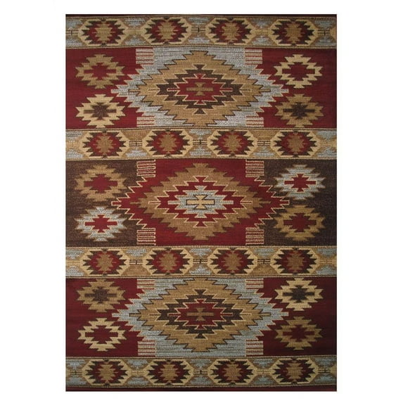 La Rugs Inspiration Area Rugs - 218-30 Southwestern Lodge Multi-Color Banded Diamond Native Lines Rug