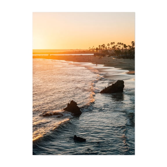 Inspiration Point Sunset 01 - Corona del Mar California Photography Beach Sunset Coast Ocean Palm Tree Waves Nature Unframed Wall Art Print 4 x 6 inches