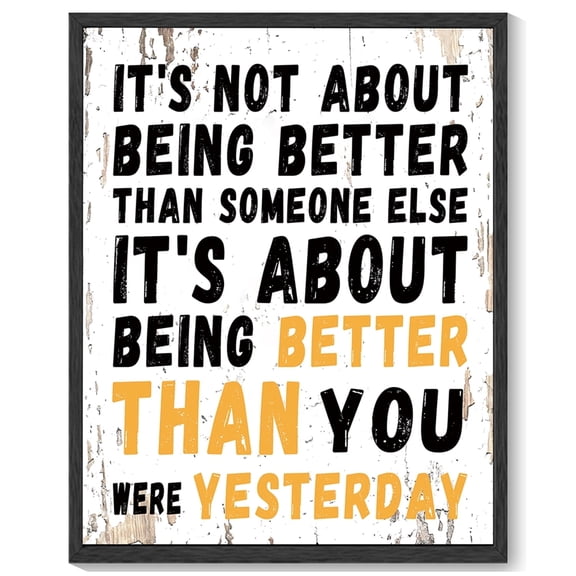Inspirational 11x14in Black Framed Wall Art Motivational BEING BETTER Quote Sayings Office Home Decor Canvas Prints Encouraging Positive Posters Painting