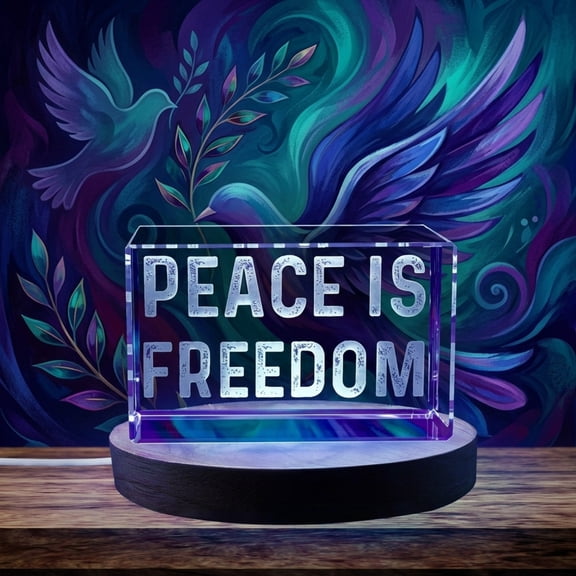 Inspirational 3D Engraved Crystal Gift : Peace Is Freedom