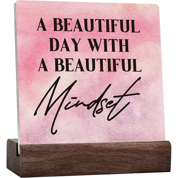 Inspirational A Beautiful Day Ceramic Table Sign Office Desk Decor Motivational Wood Sign Decorative Rustic Farmhouse Decor