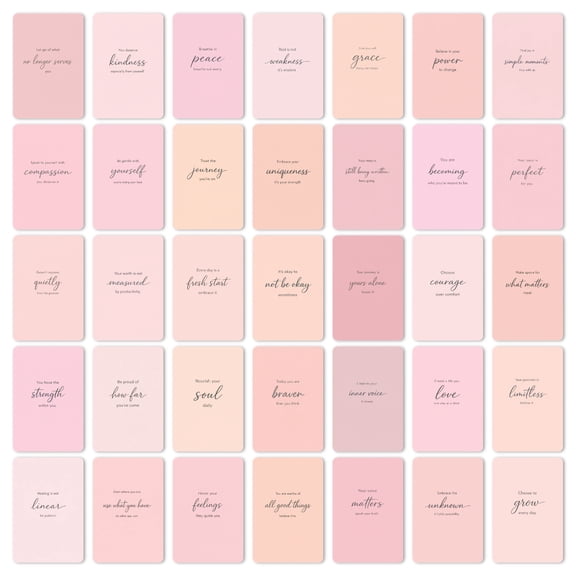 Inspirational Affirmation Cards, Pink, 36 Pack, for Women Daily Motivation