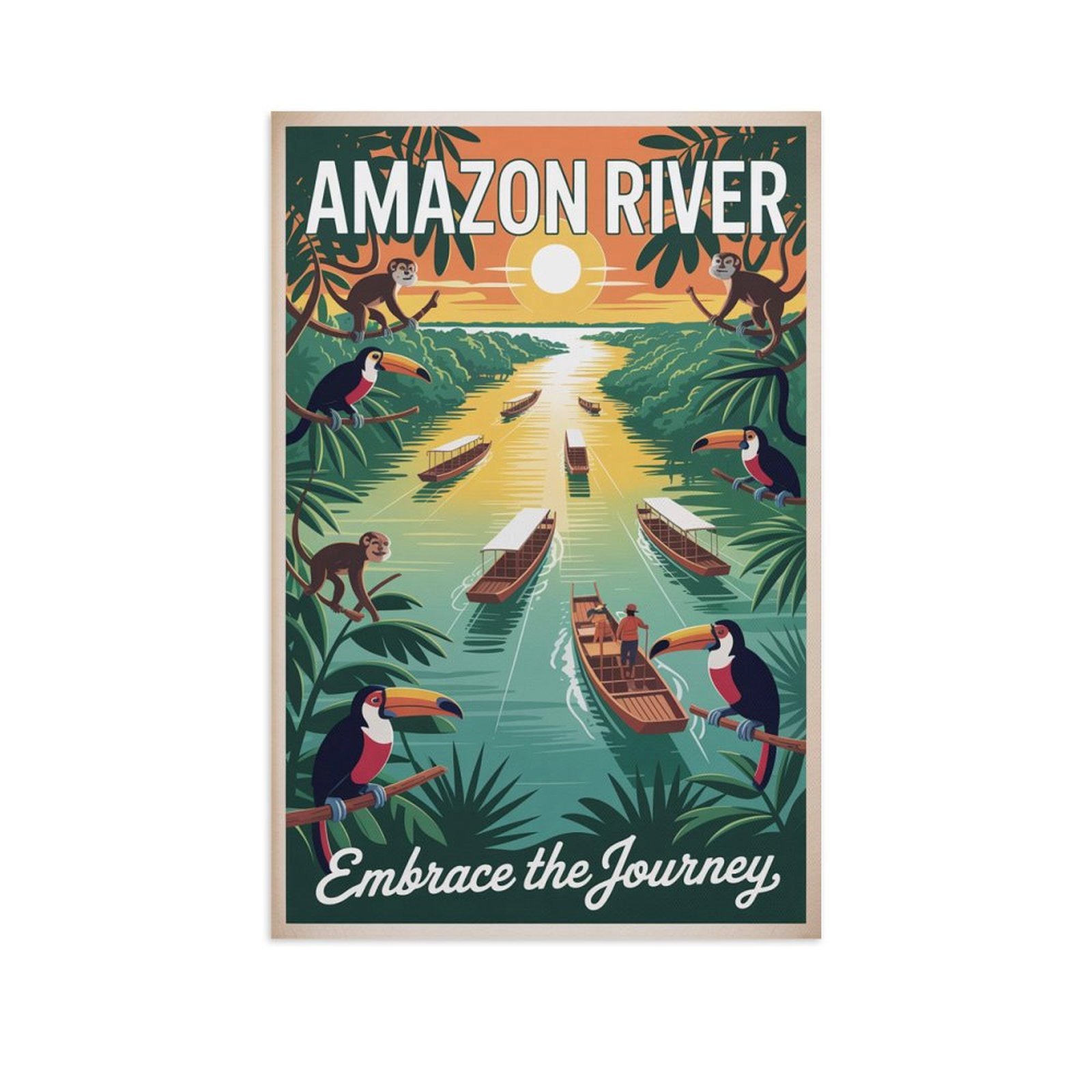 Inspirational Amazon River Retro Travel Motivational Wall Art Poster ...