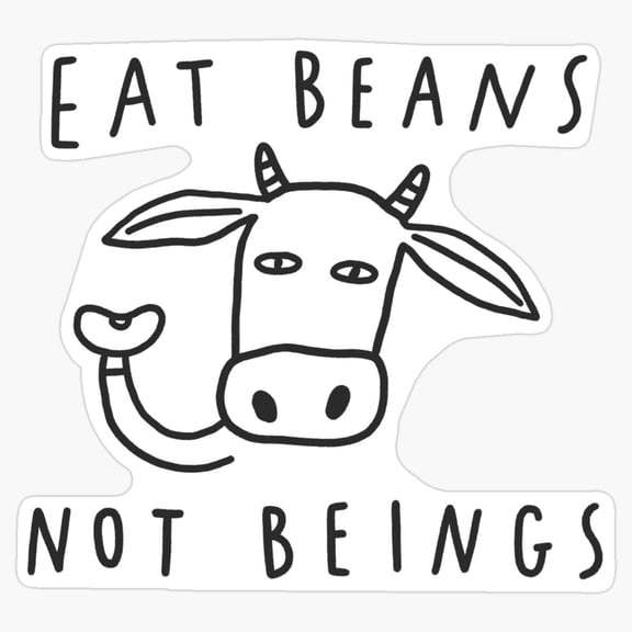 Inspirational Animal Rights Slogan Eat Beans Not Beings Vegan Activism Decal For Shaker Bottle Sticker