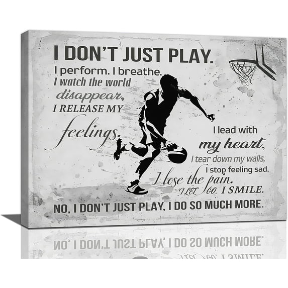 Inspirational Basketball Wall Art Motivational Basketball Sports Theme Pictures Wall Decor Canvas Prints Framed Modern Painting Artwork for Gym Bedroom Living Room Office Dining Room 16"x12"