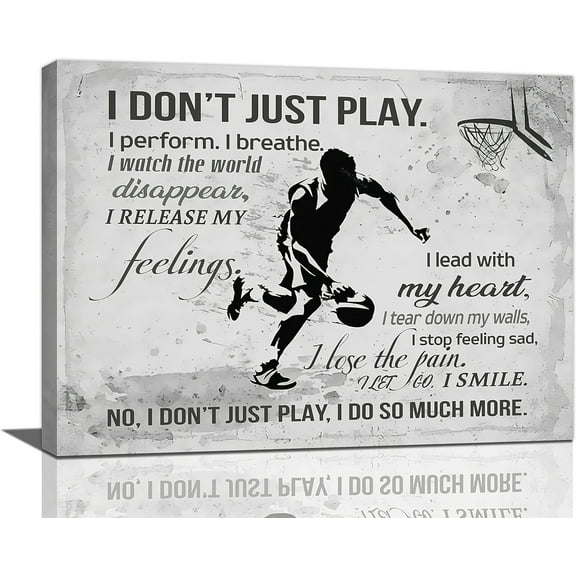 Inspirational Basketball Wall Art Motivational Basketball Sports Theme Pictures Wall Decor Canvas Prints Framed Modern Painting Artwork for Gym Bedroom Living Room Office Dining Room 16"x12"