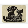 thumbnail image 1 of Inspirational Bath Mat, Cat and Dog Silhouettes with Friendship Themed Phrase ans Stars Grungy Display, Non-Slip Plush Mat Bathroom Kitchen Laundry Room Decor, 29.5 X 17.5 Inches, Black Tan, Ambesonne, 1 of 2