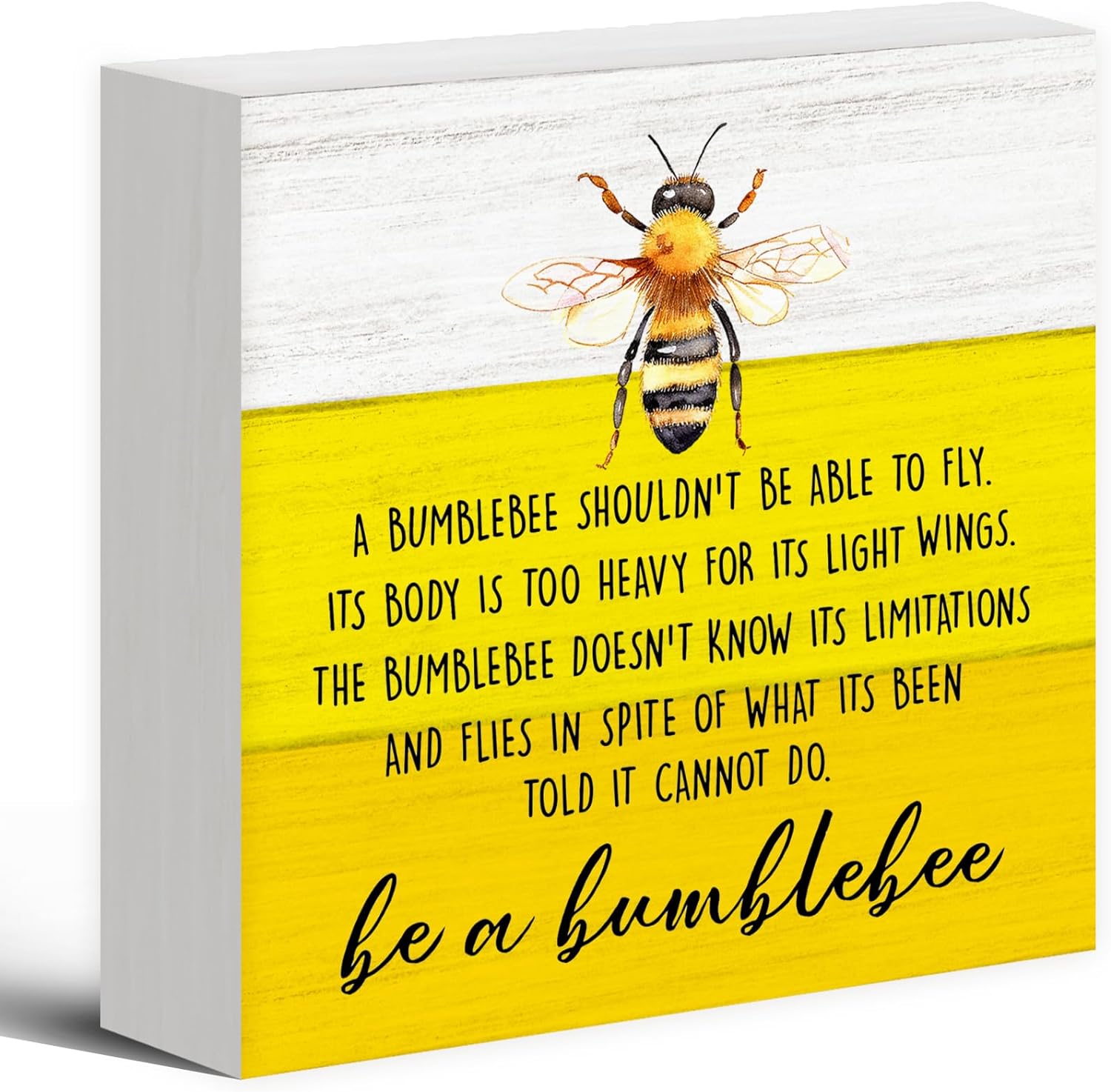Inspirational Be a Bumblebee Wood Box Sign Desk Decor, Spring Smiles