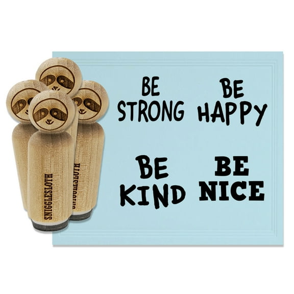 Inspirational Be Nice Kind Happy Strong Rubber Stamp Set for Scrapbooking Crafting Stamping - Medium 1 Inch