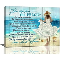 Inspirational Beach Bathroom Wall Art Ocean Seashell Starfish Painting Coastal Beach Blue Bathroom Pictures Wall Decor Girl Seascape Canvas Prints Modern Home Framed Artwork Home Decor 16"x12"