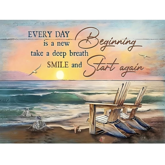 Inspirational Beach Sunset Diamond Paintings Kits for Adults, DIY Home Wall Decor 12 x16 Inch